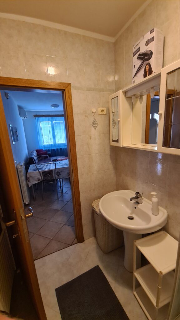 Moderna in čista kopalnica s tuš kabino v apartmaju Strunjan